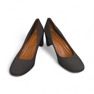 Donald Pliner Corin Black Crepe Block Heel Pumps Size 11